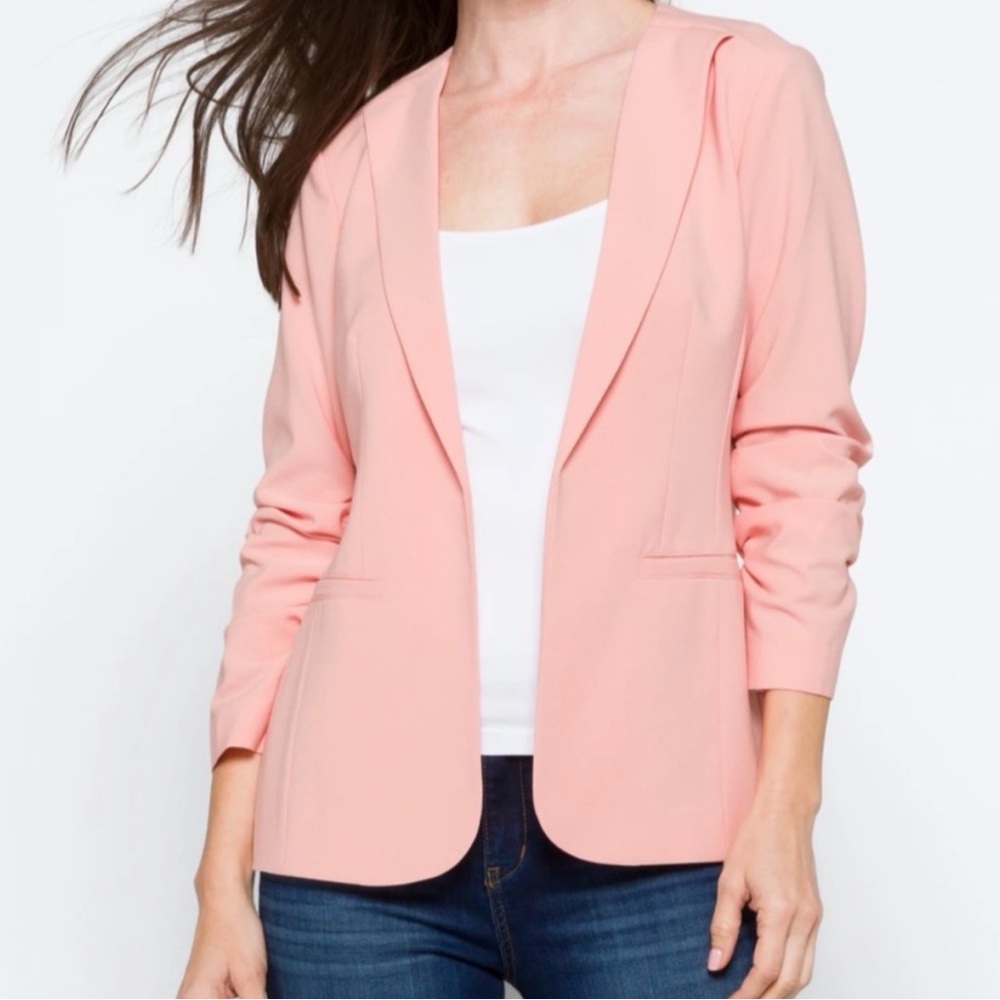 NWT Skies are Blue x Stitchfix Raja Collarless Blazer - Peach Pink